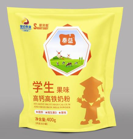 秦益愛(ài)貝聰學(xué)生果味高鈣高鐵奶粉  400克袋